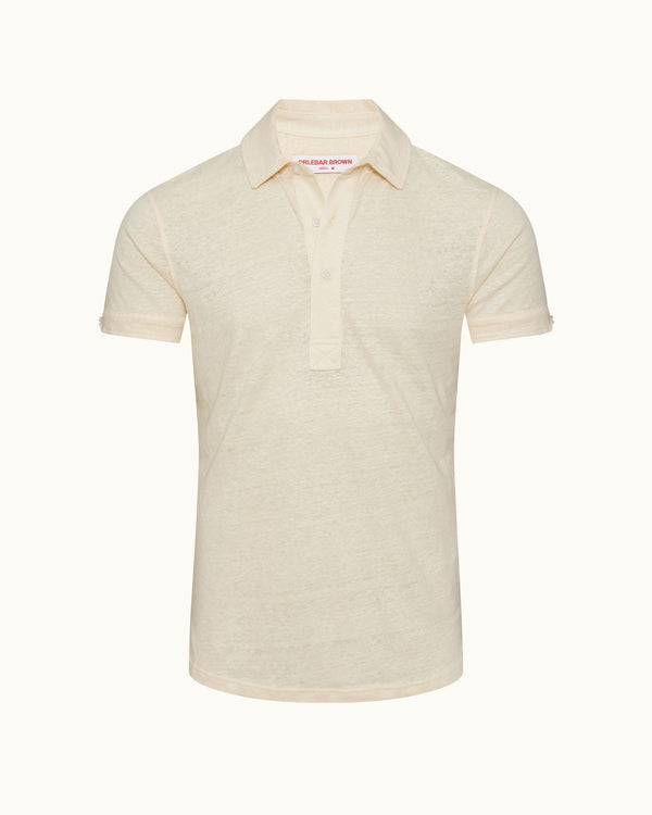 orlebar brown Orlebar Brown | Men's Tailored Fit Linen Polo Shirt in Latte Cream – ORLEBAR BROWN
