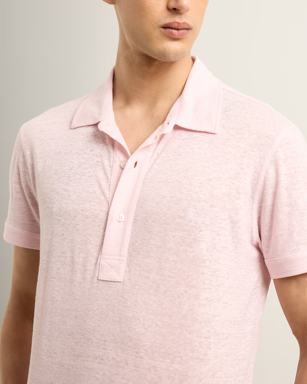 Orlebar Brown Orlebar Brown | Men's Tailored Fit Linen Polo Shirt In Rodeo Pink – ORLEBAR BROWN