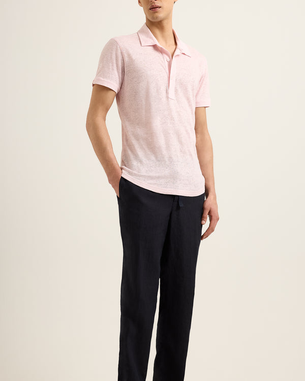 Orlebar Brown Orlebar Brown | Men's Tailored Fit Linen Polo Shirt In Rodeo Pink – ORLEBAR BROWN
