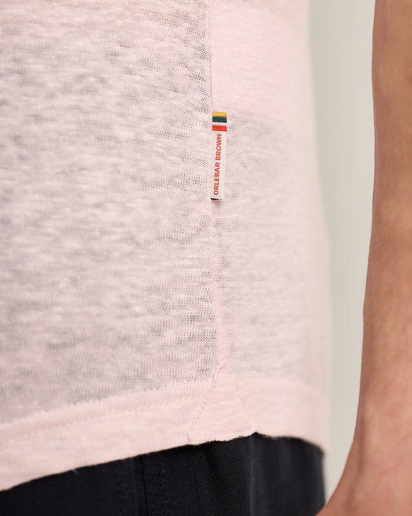 Orlebar Brown Orlebar Brown | Men's Tailored Fit Linen Polo Shirt In Rodeo Pink – ORLEBAR BROWN