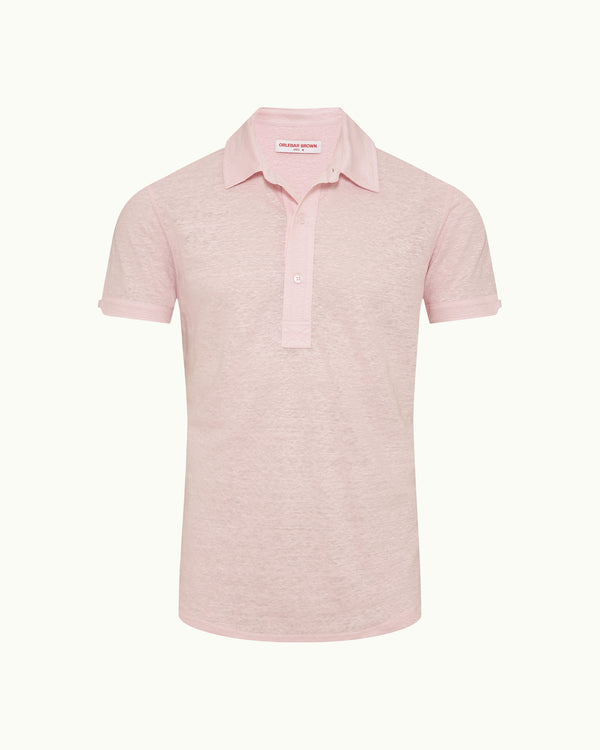orlebar brown Orlebar Brown | Men's Tailored Fit Linen Polo Shirt in Rodeo Pink – ORLEBAR BROWN