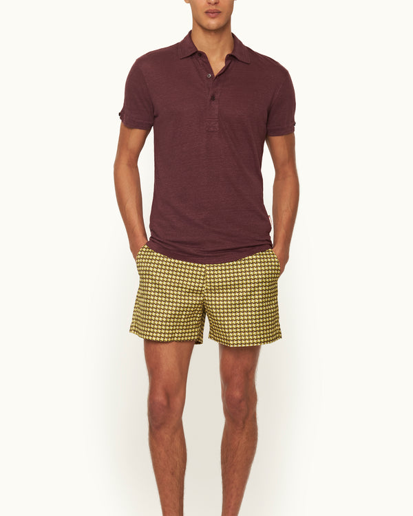 Orlebar Brown Orlebar Brown | Men's Tailored Fit Linen Polo Shirt In Damson Red – ORLEBAR BROWN