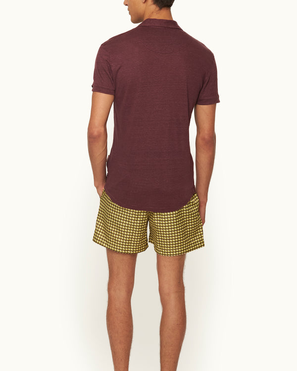 Orlebar Brown Orlebar Brown | Men's Tailored Fit Linen Polo Shirt In Damson Red – ORLEBAR BROWN