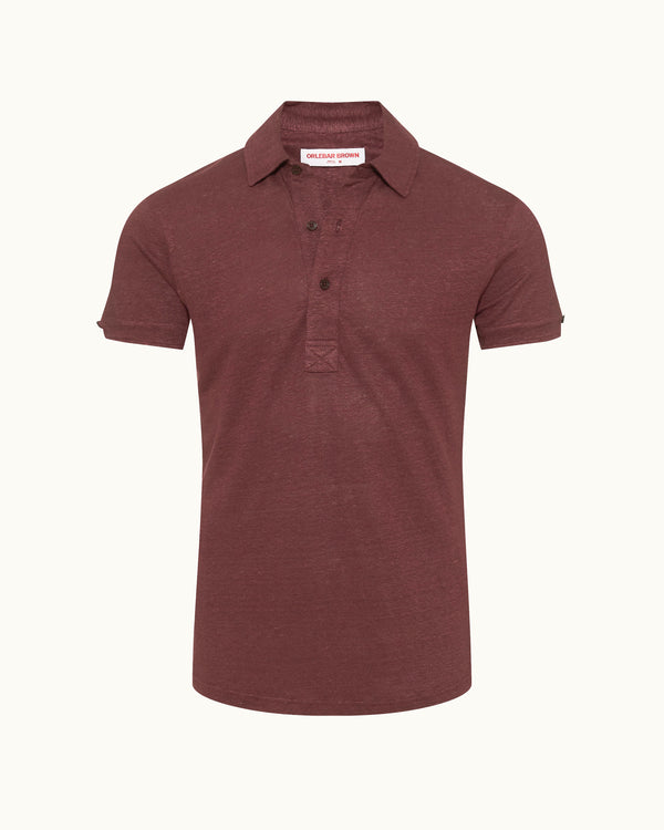 orlebar brown Orlebar Brown | Men's Tailored Fit Linen Polo Shirt in Damson Red – ORLEBAR BROWN