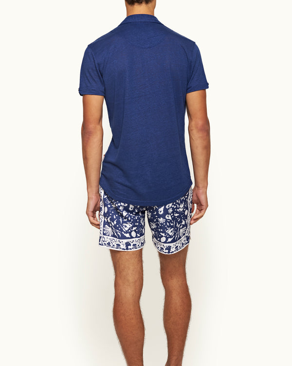 Orlebar Brown Orlebar Brown | Men's Tailored Fit Linen Polo Shirt In River Blue – ORLEBAR BROWN