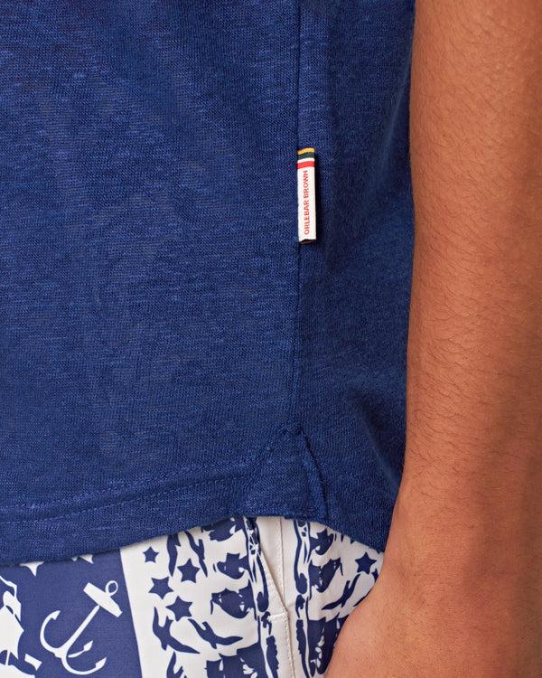 Orlebar Brown Orlebar Brown | Men's Tailored Fit Linen Polo Shirt In River Blue – ORLEBAR BROWN