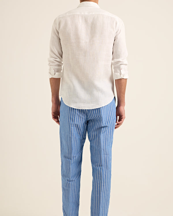 Orlebar Brown Orlebar Brown | Men's Tailored Fit Linen Shirt With Leaf Applique In White – ORLEBAR BROWN