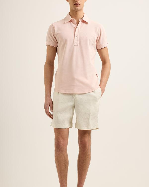 Orlebar Brown Orlebar Brown | Men's Tailored Fit Pique Polo Shirt In Pink Sand – ORLEBAR BROWN