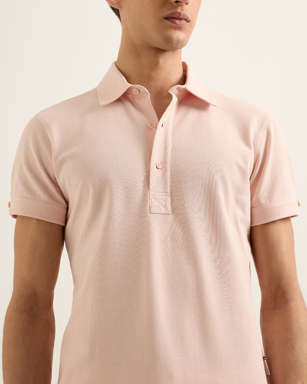 Orlebar Brown Orlebar Brown | Men's Tailored Fit Pique Polo Shirt In Pink Sand – ORLEBAR BROWN