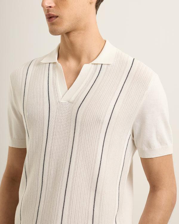 Orlebar Brown Orlebar Brown | Men's Tailored Fit Resort Collar Polo Shirt In White Stripe – ORLEBAR BROWN