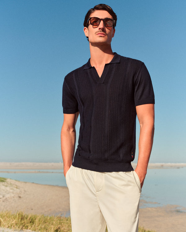 Orlebar Brown Orlebar Brown | Men's Tailored Fit Resort Collar Polo Shirt In Night Iris – ORLEBAR BROWN