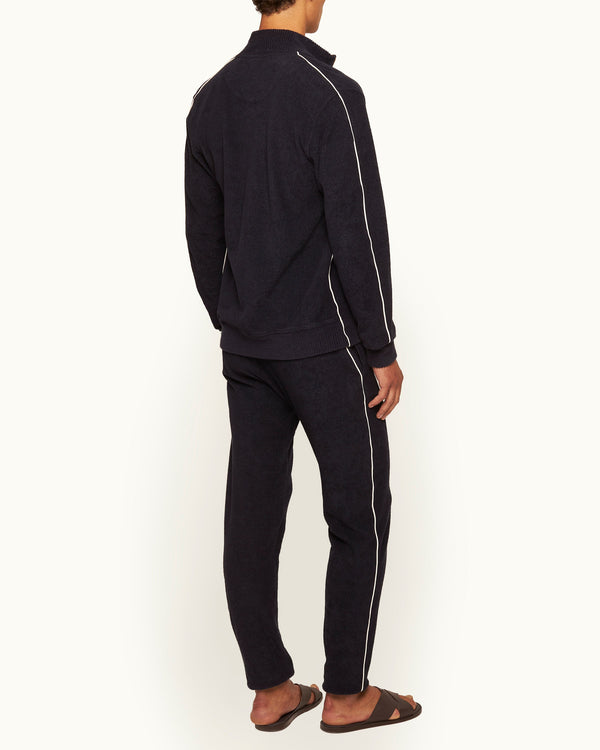 Orlebar Brown Orlebar Brown | Men's Tailored Fit Scaramanga Towelling Sweatpants In Dark Blue | 007 Gold Collection – ORLEBAR BROWN