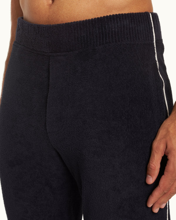 Orlebar Brown Orlebar Brown | Men's Tailored Fit Scaramanga Towelling Sweatpants In Dark Blue | 007 Gold Collection – ORLEBAR BROWN