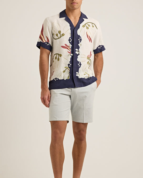 Orlebar Brown Orlebar Brown | Men's Tailored Fit Seersucker Shorts In Wave Blue/White Sand Stripe – ORLEBAR BROWN