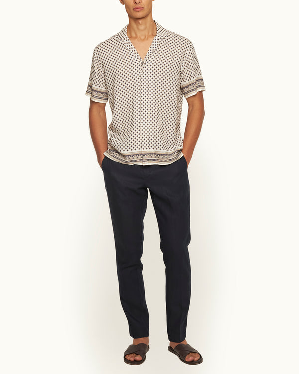 Orlebar Brown Orlebar Brown | Men's Tailored Fit Smart Italian Linen Trousers In Night Iris Blue – ORLEBAR BROWN