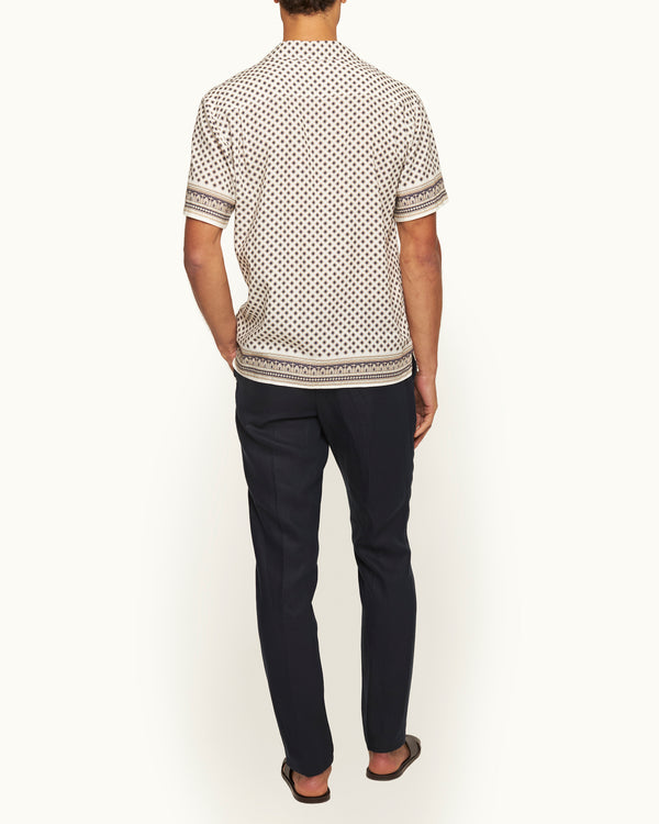 Orlebar Brown Orlebar Brown | Men's Tailored Fit Smart Italian Linen Trousers In Night Iris Blue – ORLEBAR BROWN