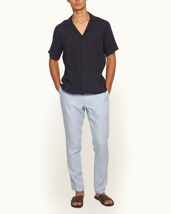 Orlebar Brown Orlebar Brown | Men's Tailored Fit Smart Italian Linen Trousers In Springwater Blue – ORLEBAR BROWN