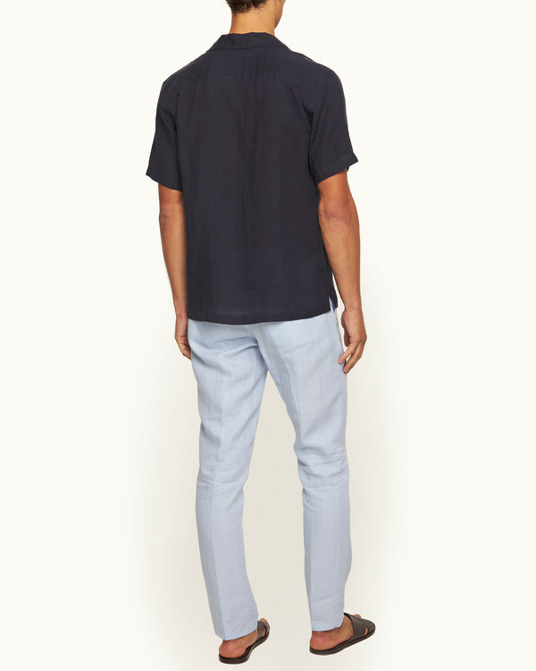 Orlebar Brown Orlebar Brown | Men's Tailored Fit Smart Italian Linen Trousers In Springwater Blue – ORLEBAR BROWN