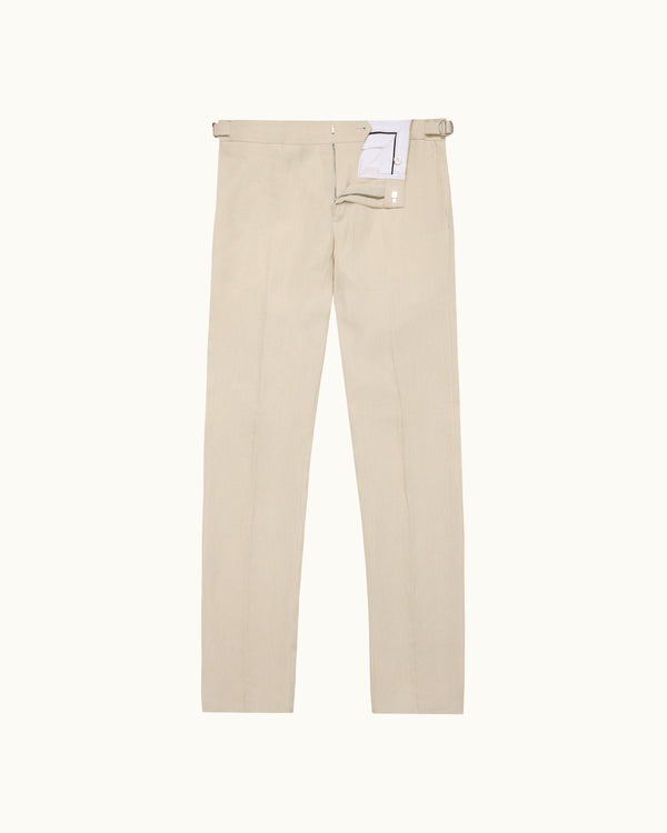 orlebar brown Orlebar Brown | Men's Tailored Fit Smart Italian Linen Trousers in Chai Colour – ORLEBAR BROWN