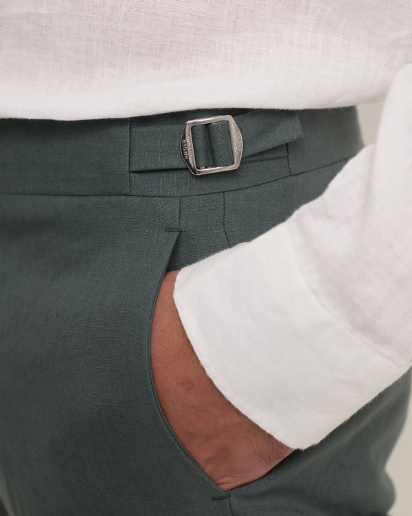 Orlebar Brown Orlebar Brown | Men's Tailored Fit Smart Italian Linen Trousers In Khaki – ORLEBAR BROWN