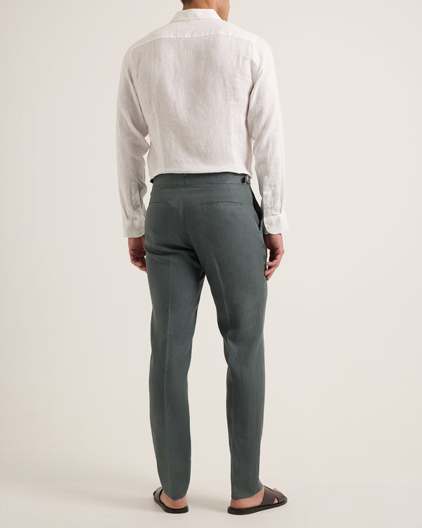 Orlebar Brown Orlebar Brown | Men's Tailored Fit Smart Italian Linen Trousers In Khaki – ORLEBAR BROWN