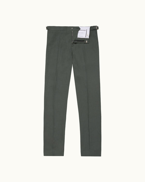 orlebar brown Orlebar Brown | Men's Tailored Fit Smart Italian Linen Trousers in Khaki – ORLEBAR BROWN