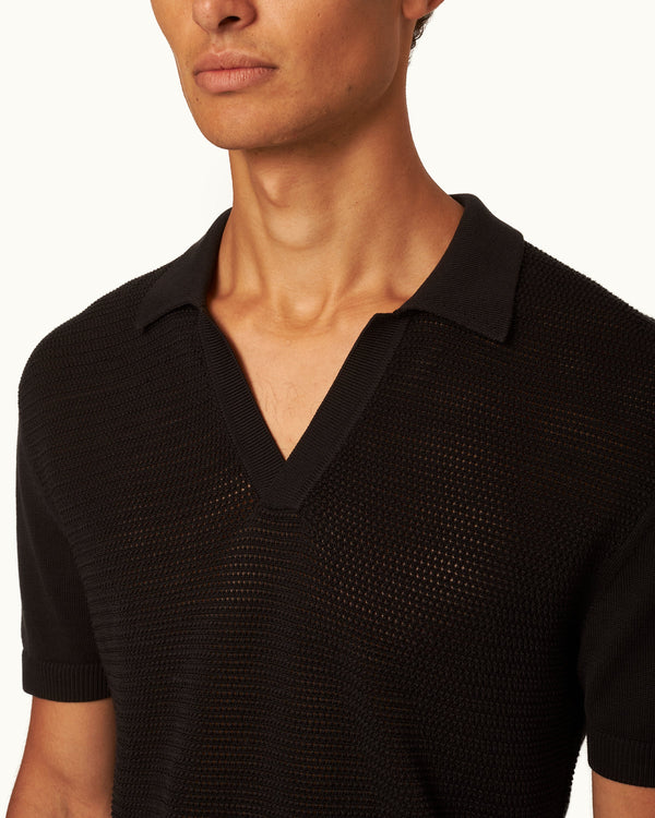Orlebar Brown Orlebar Brown | Men's Tailored Fit Tie Stitch Polo Shirt In Black | 007 Gold Collection – ORLEBAR BROWN