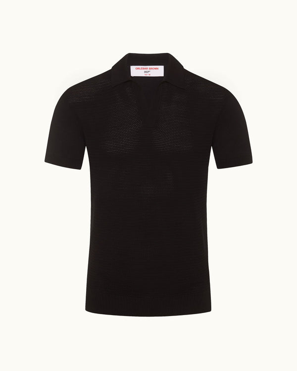orlebar brown Orlebar Brown | Men's Tailored Fit Tie Stitch Polo Shirt in Black | 007 Gold Collection – ORLEBAR BROWN