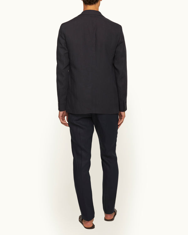 Orlebar Brown Orlebar Brown | Men's Tailored Fit Unstructured Two-Button Linen Blazer In Dark Navy – ORLEBAR BROWN