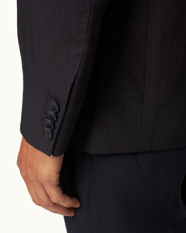 Orlebar Brown Orlebar Brown | Men's Tailored Fit Unstructured Two-Button Linen Blazer In Dark Navy – ORLEBAR BROWN