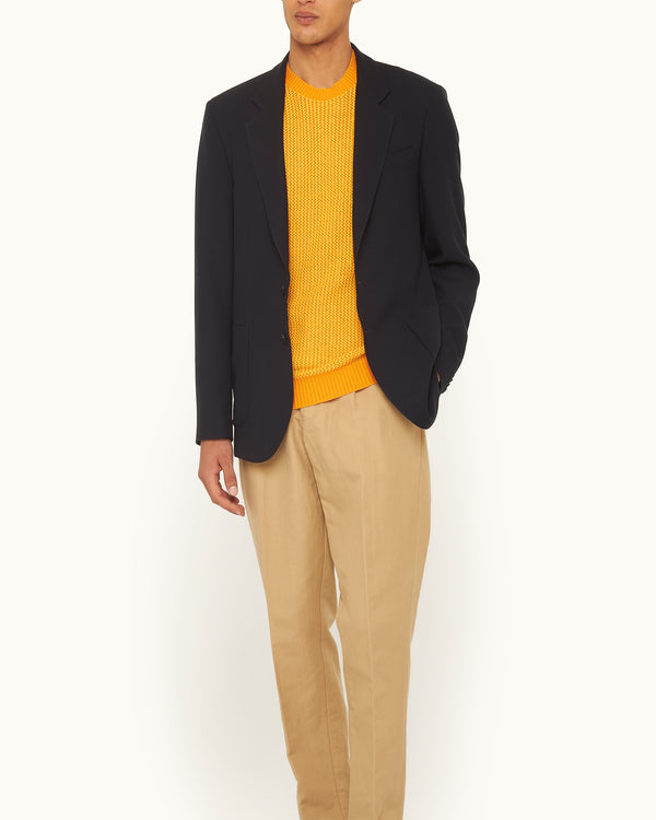 Orlebar Brown Orlebar Brown | Men's Tailored Fit Unstructured Two-Button Pique Blazer In Night Iris Blue – ORLEBAR BROWN