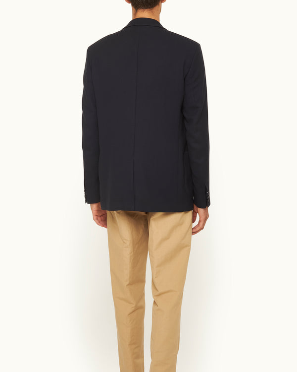 Orlebar Brown Orlebar Brown | Men's Tailored Fit Unstructured Two-Button Pique Blazer In Night Iris Blue – ORLEBAR BROWN