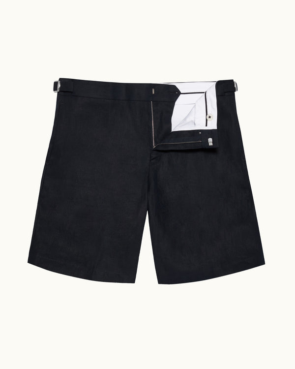 orlebar brown Orlebar Brown | Men's Tailored Fit Washed Italian Linen Shorts in Dark Navy – ORLEBAR BROWN