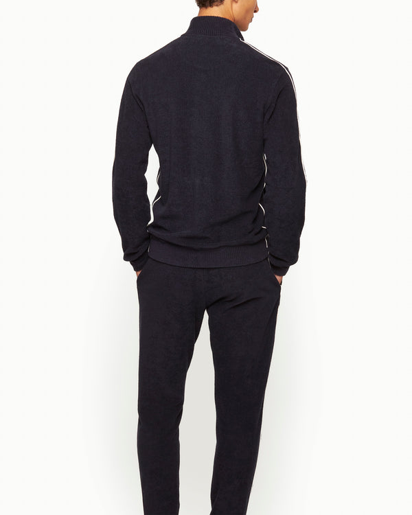 Orlebar Brown Orlebar Brown | Men's Zip-Thru Scaramanga Towelling Sweatshirt In Dark Blue | 007 Gold Collection – ORLEBAR BROWN