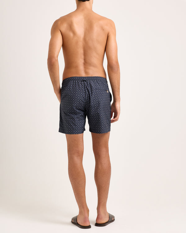 Orlebar Brown Orlebar Brown| Mid-Length Drawcord Swim Shorts With Exclusive Solstice Print In Night Iris – ORLEBAR BROWN