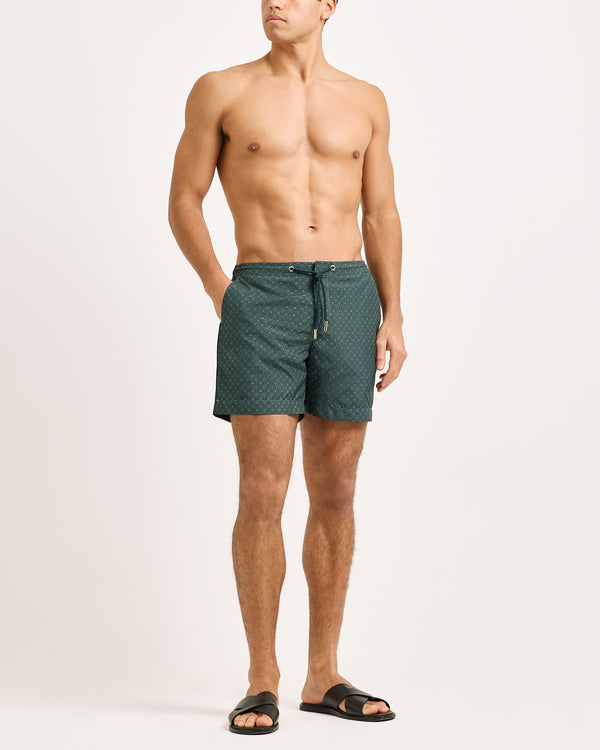 Orlebar Brown Orlebar Brown| Mid-Length Swim Shorts With Contrast Seam Piping In White Sand – ORLEBAR BROWN