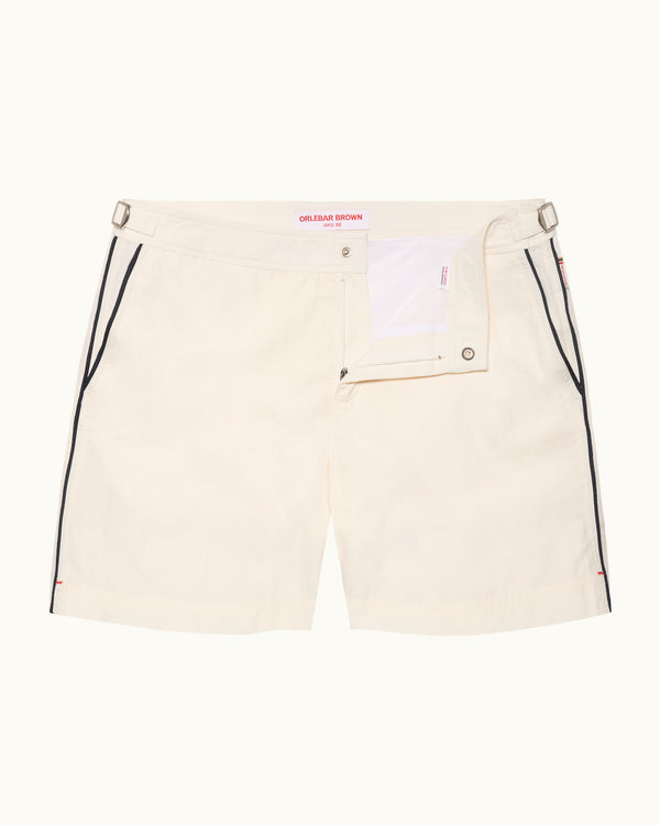 orlebar brown Orlebar Brown | Mid-Length Swim Shorts With Contrast Seam Piping In White Sand – ORLEBAR BROWN