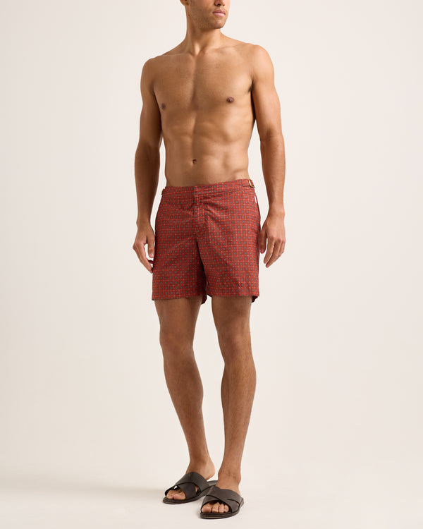 Orlebar Brown Orlebar Brown | Mid-Length Swim Shorts With Exclusive Solstice Print In Summer Red – ORLEBAR BROWN