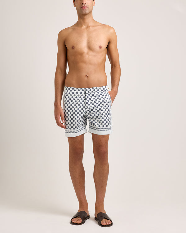Orlebar Brown Orlebar Brown| Mid-Length Swim Shorts With Exclusive Luminis Print In White Sand – ORLEBAR BROWN