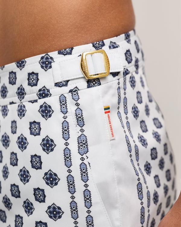 Orlebar Brown Orlebar Brown| Mid-Length Swim Shorts With Exclusive Luminis Print In White Sand – ORLEBAR BROWN