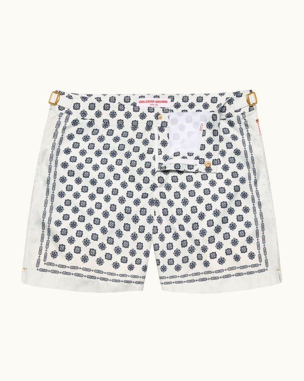orlebar brown Orlebar Brown| Mid-Length Swim Shorts With Exclusive Luminis Print In White Sand – ORLEBAR BROWN