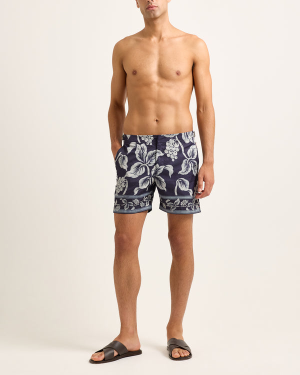 Orlebar Brown Orlebar Brown| Mid-Length Swim Shorts With Exclusive Petralis Print In Night Iris – ORLEBAR BROWN
