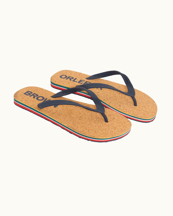 orlebar brown Orlebar Brown | Navy O.B Stripe Cork Flip Flops – ORLEBAR BROWN