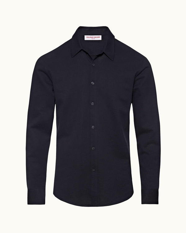 orlebar brown Orlebar Brown| Night Iris Classic Collar Cotton Pique Shirt – ORLEBAR BROWN