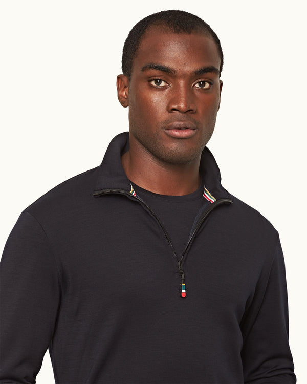 Orlebar Brown Orlebar Brown | Night Iris Classic Fit Half-Zip Funnel Neck Merino Sweatshirt – ORLEBAR BROWN