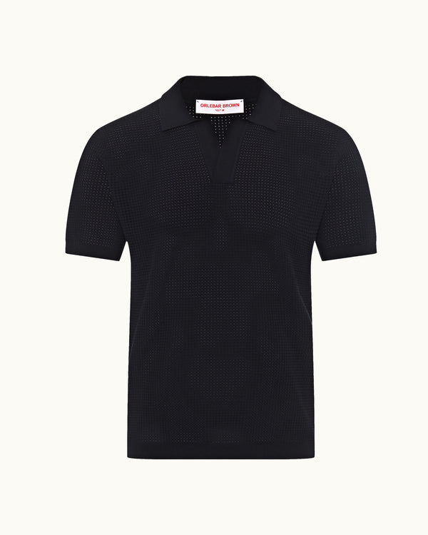 orlebar brown Orlebar Brown | Night Iris Classic Fit Open Mesh Stitch Polo Shirt – ORLEBAR BROWN