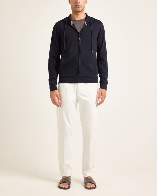 Orlebar Brown Orlebar Brown | Night Iris Classic Fit Zip-Through Hooded Merino Sweatshirt – ORLEBAR BROWN