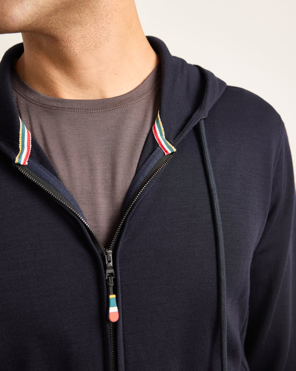 Orlebar Brown Orlebar Brown | Night Iris Classic Fit Zip-Through Hooded Merino Sweatshirt – ORLEBAR BROWN