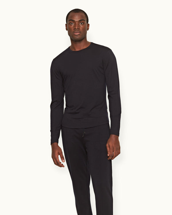Orlebar Brown Orlebar Brown | Night Iris Crew Neck Long-Sleeve Merino T-shirt – ORLEBAR BROWN
