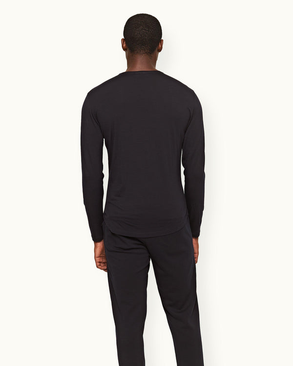 Orlebar Brown Orlebar Brown | Night Iris Crew Neck Long-Sleeve Merino T-shirt – ORLEBAR BROWN